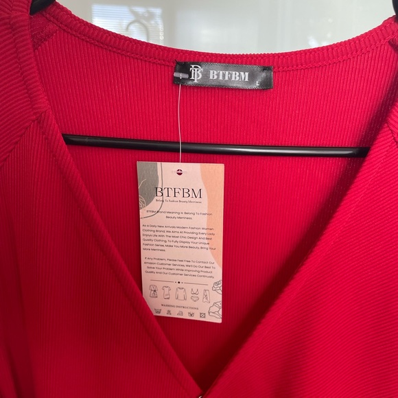 NWT BTFBM Red Ribbed Dress - Picture 4 of 4